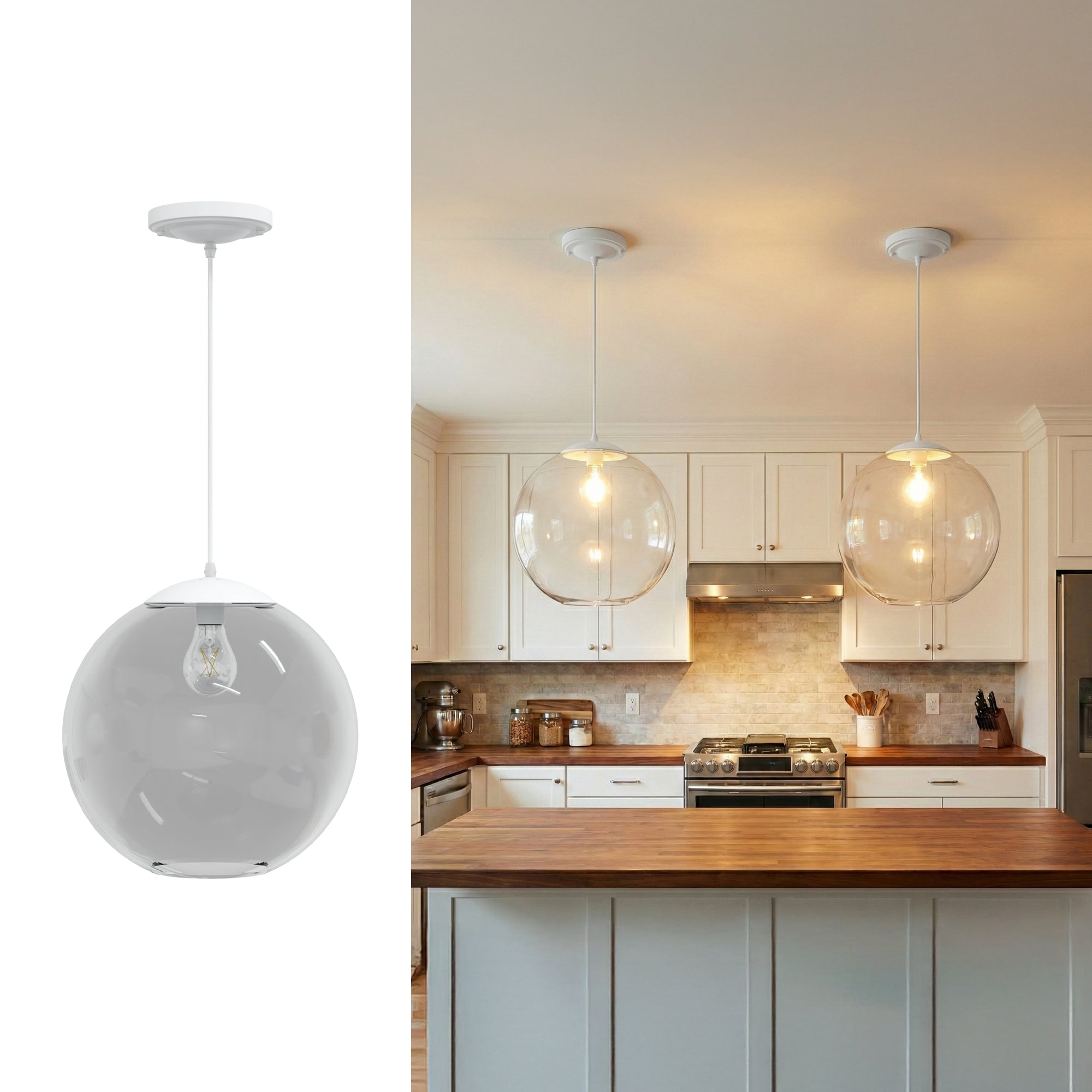 12" Acrylic Globe Pendant Light Fixture