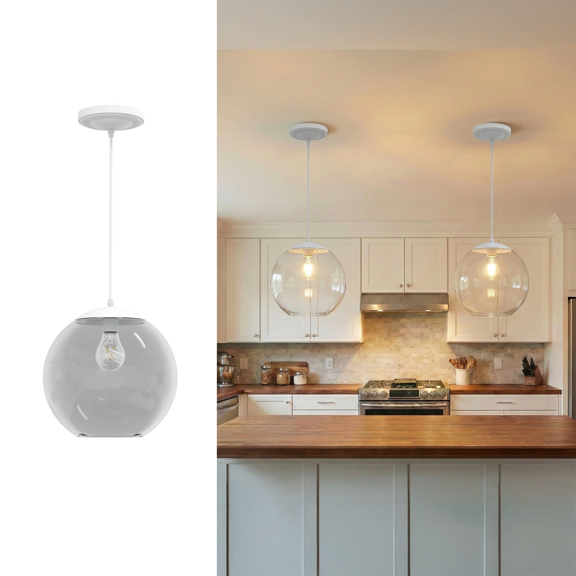 10" Acrylic Globe Pendant Light Fixture