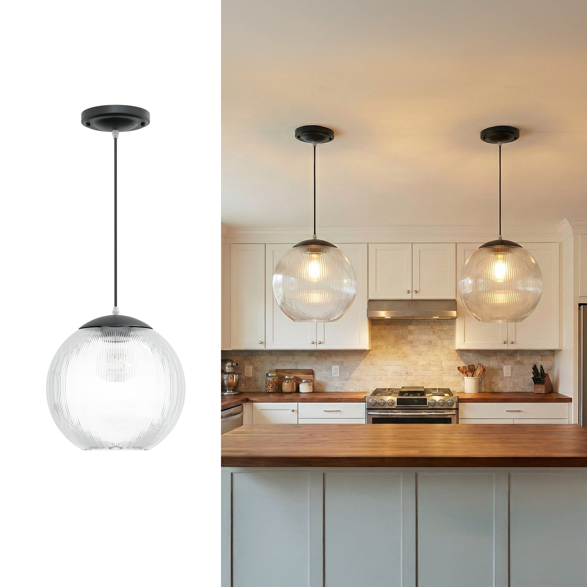 10" Acrylic Globe Pendant Light Fixture