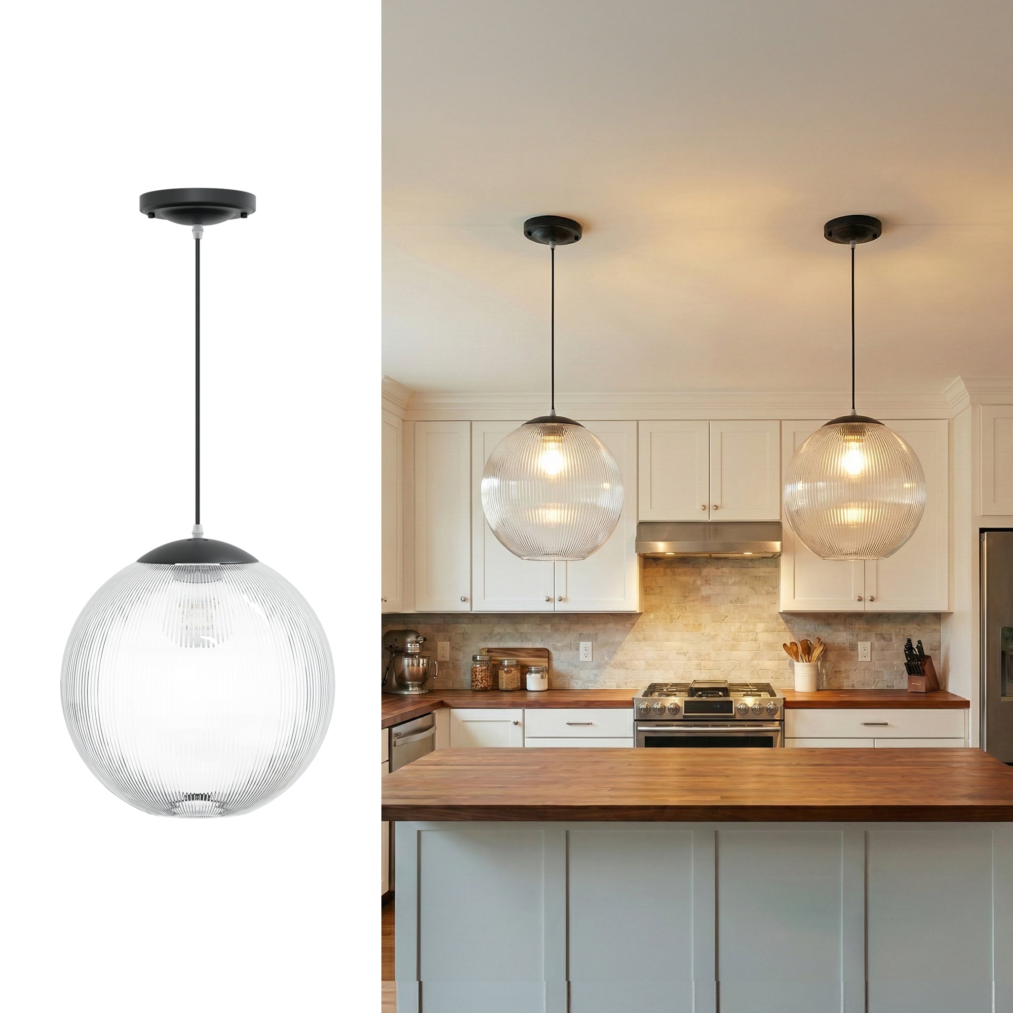12" Acrylic Globe Pendant Light Fixture