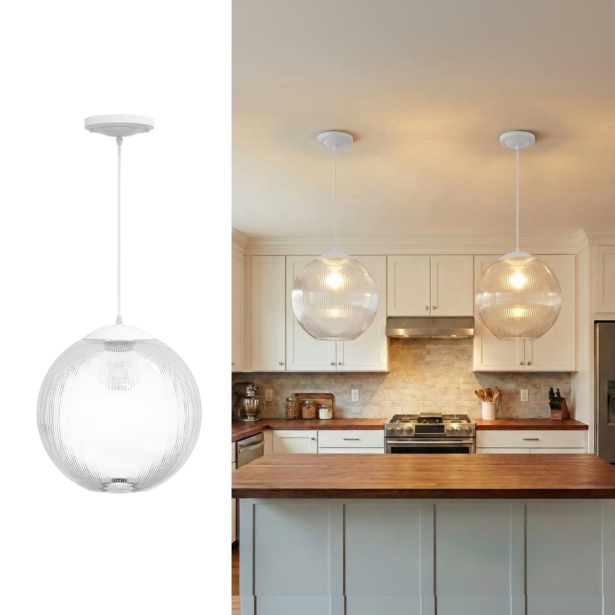 12" Acrylic Globe Pendant Light Fixture