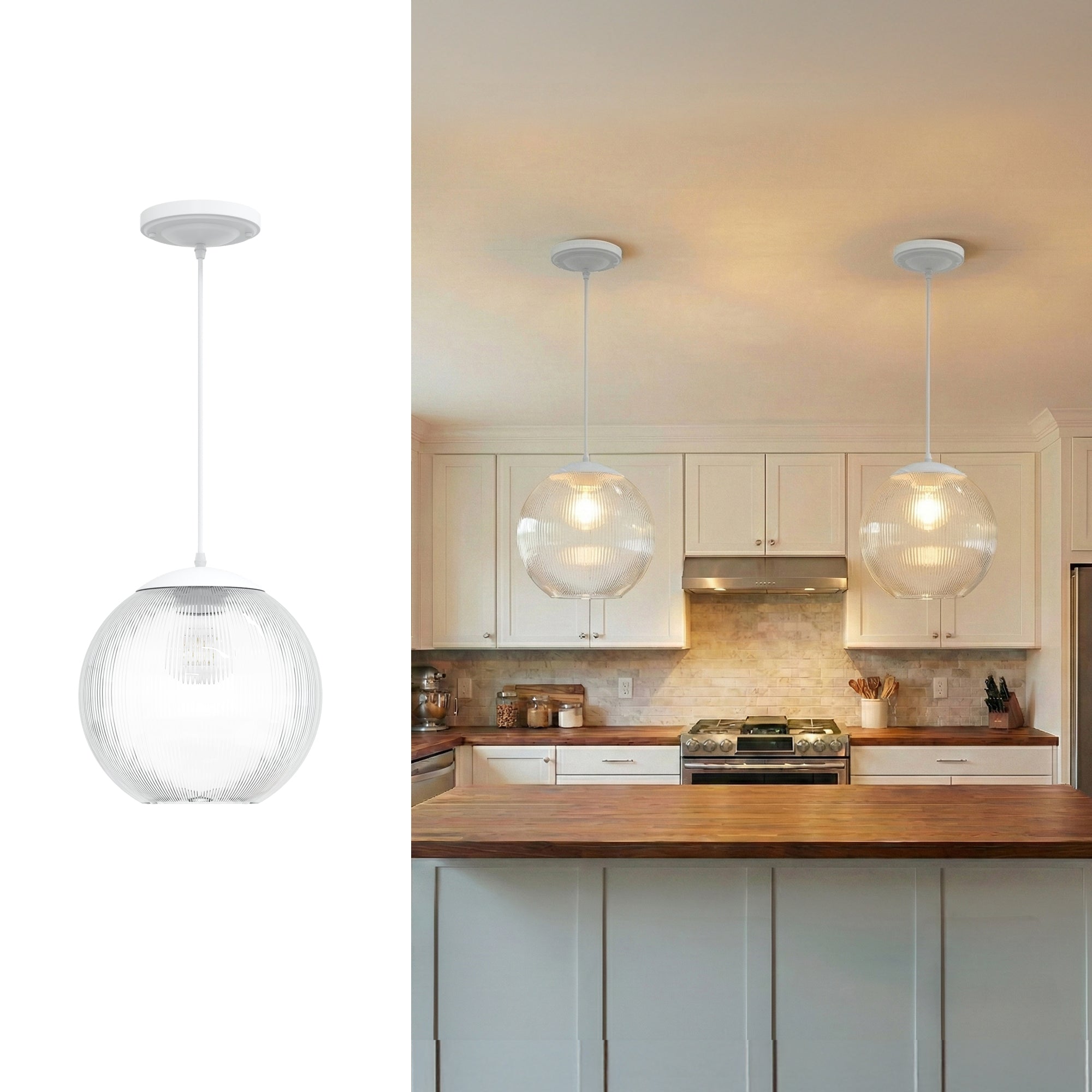 10" Acrylic Globe Pendant Light Fixture