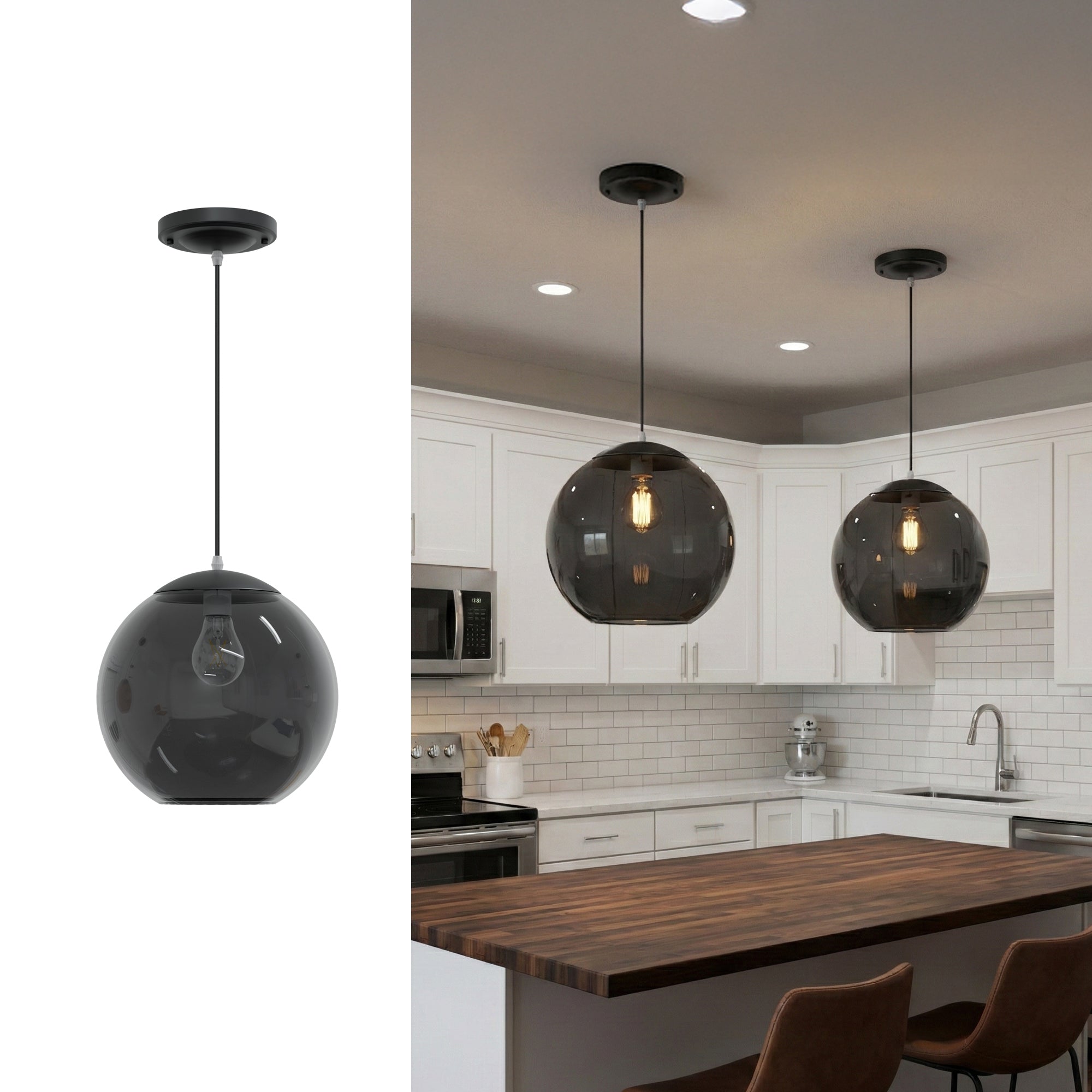 10" Acrylic Globe Pendant Light Fixture