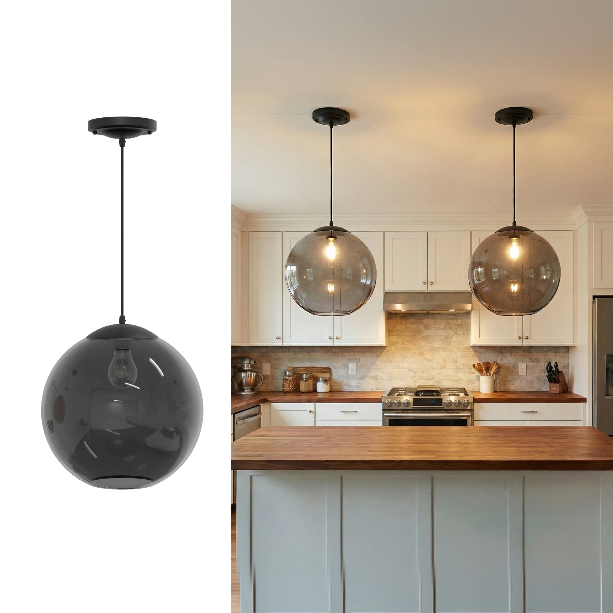 12" Acrylic Globe Pendant Light Fixture