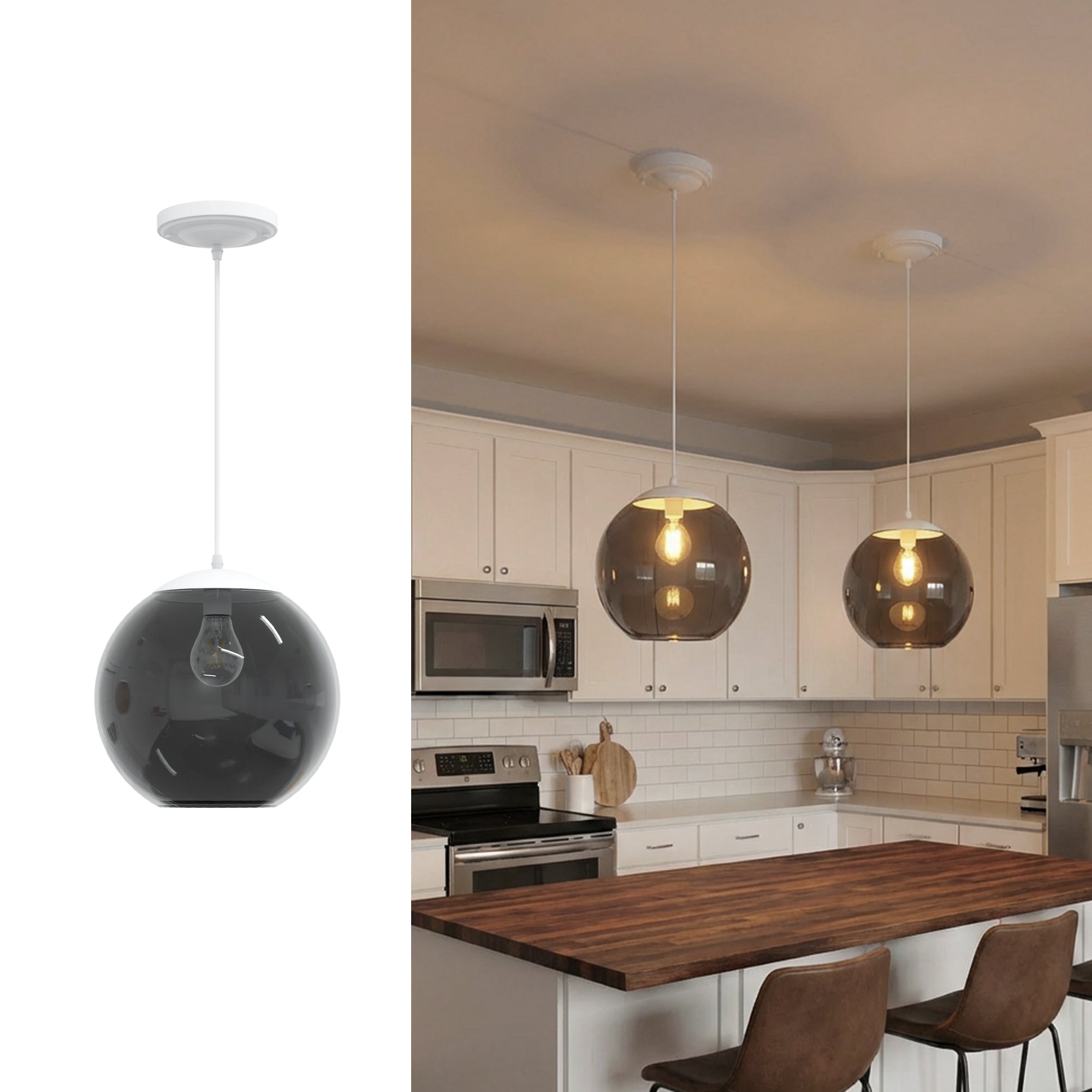 10" Acrylic Globe Pendant Light Fixture