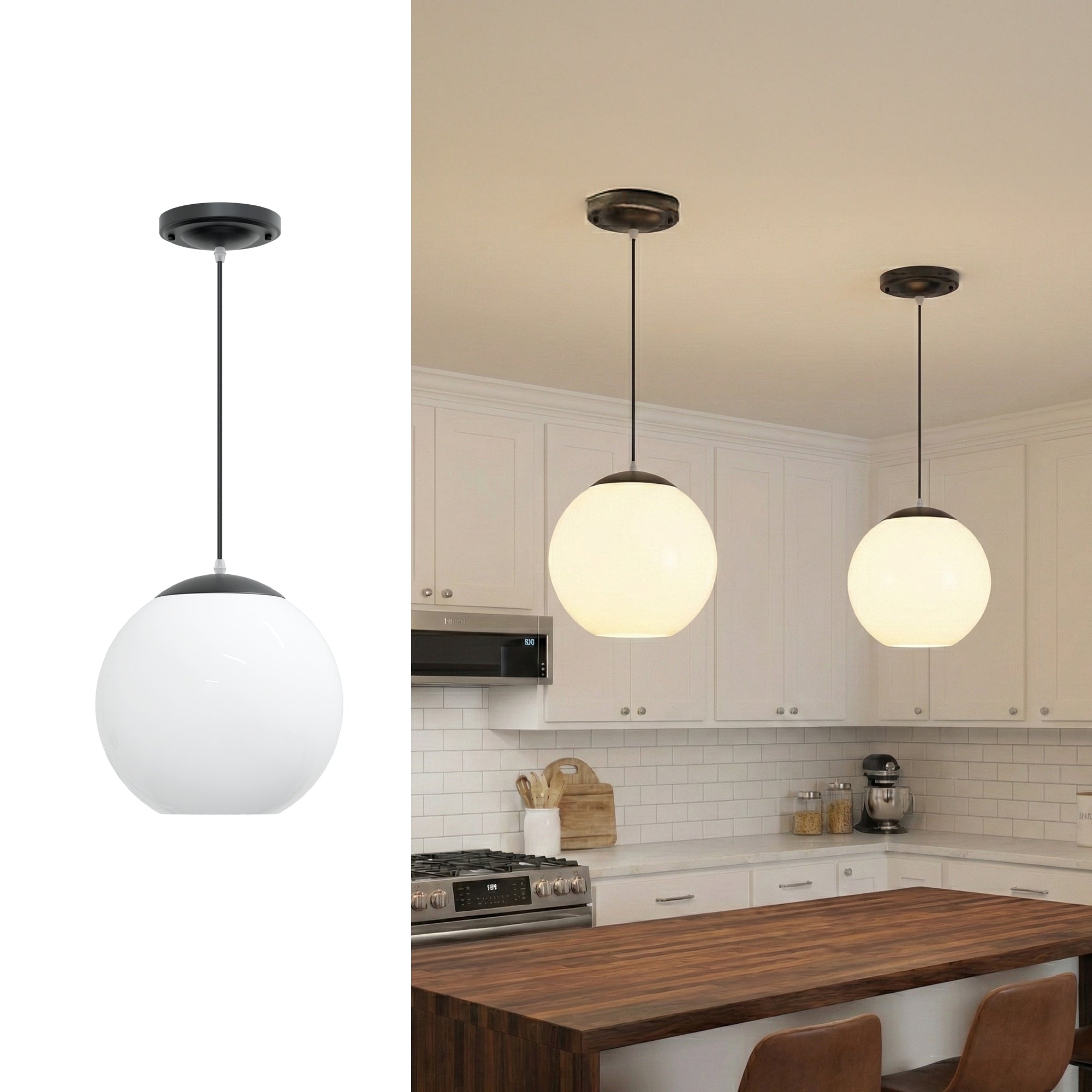 10" Acrylic Globe Pendant Light Fixture