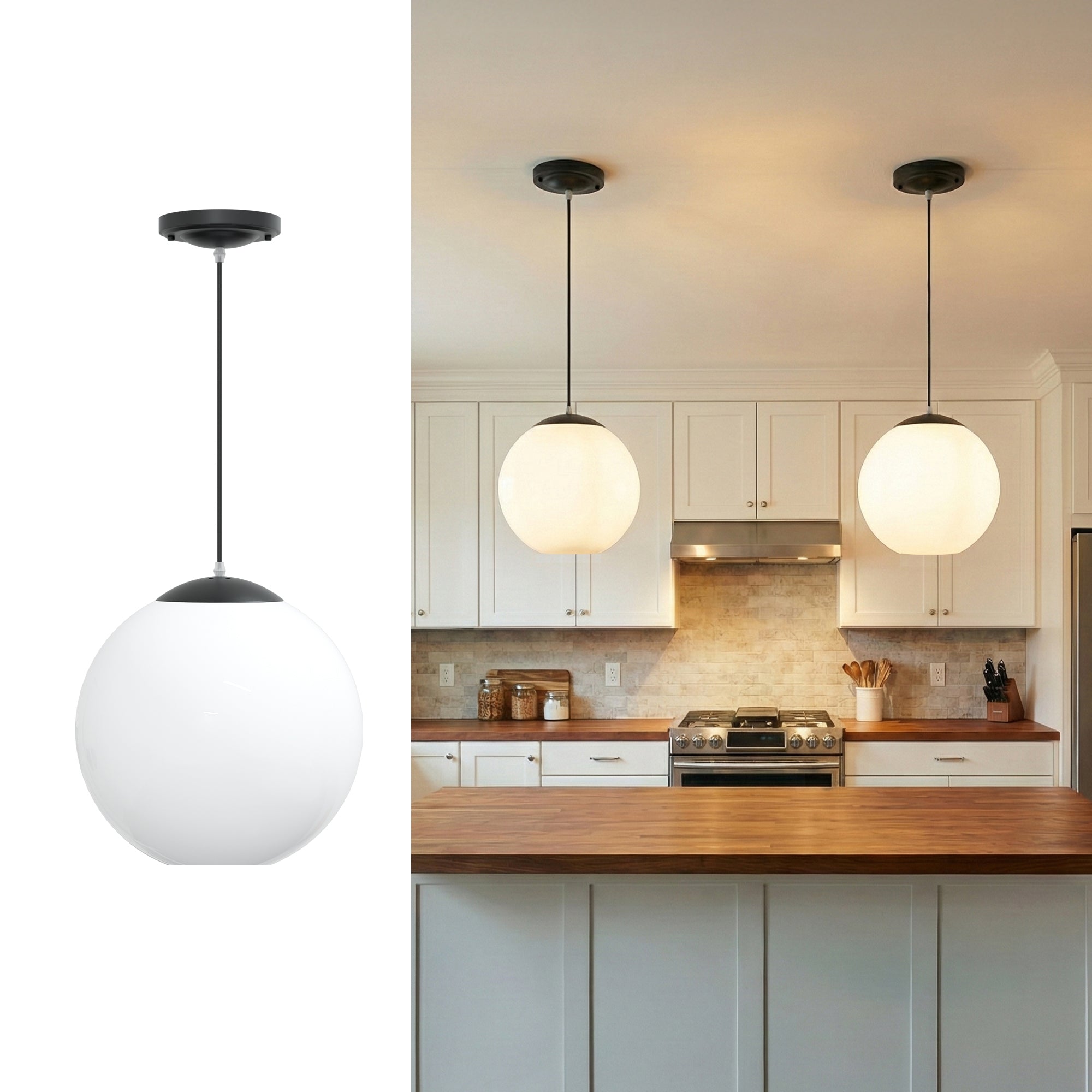 12" Acrylic Globe Pendant Light Fixture