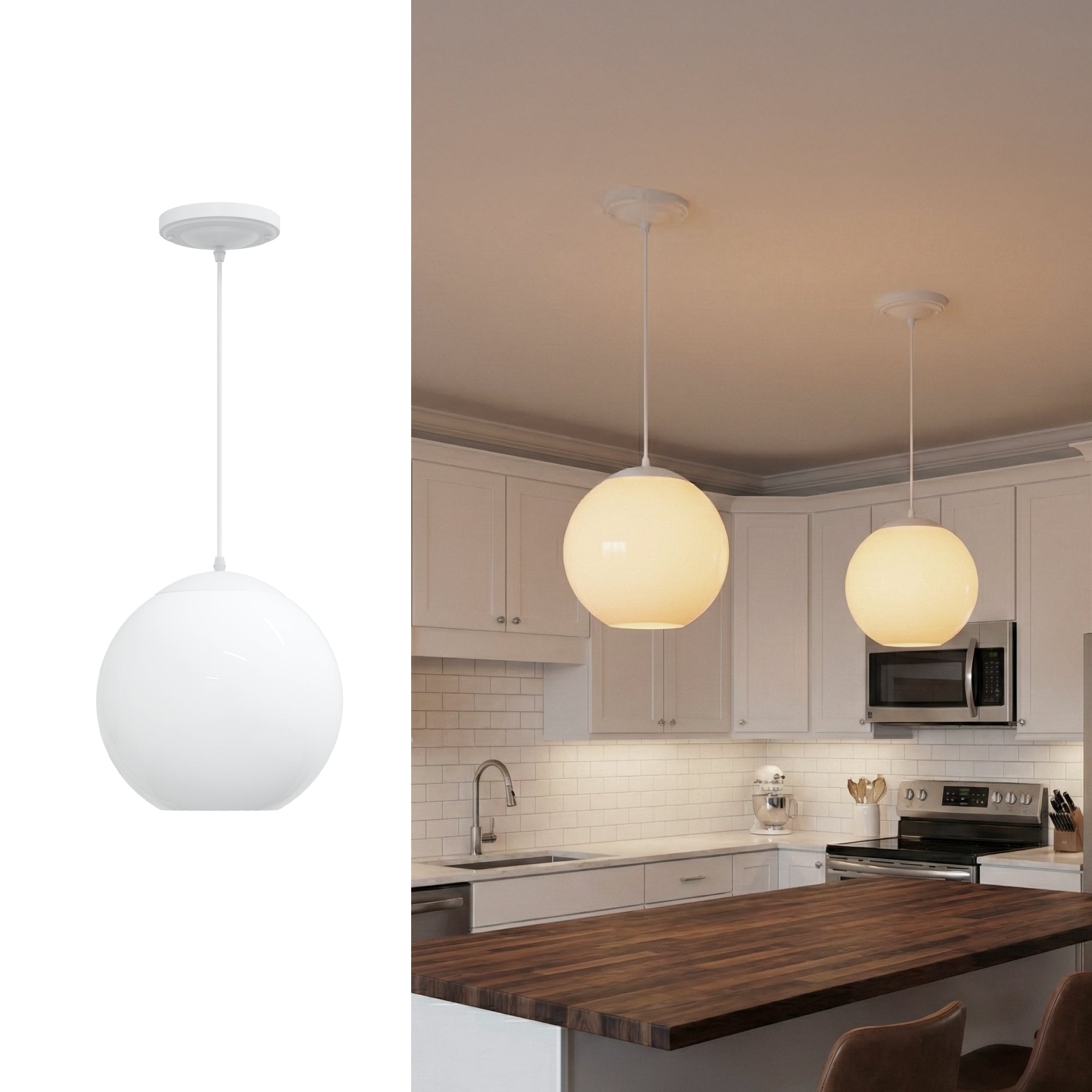 10" Acrylic Globe Pendant Light Fixture