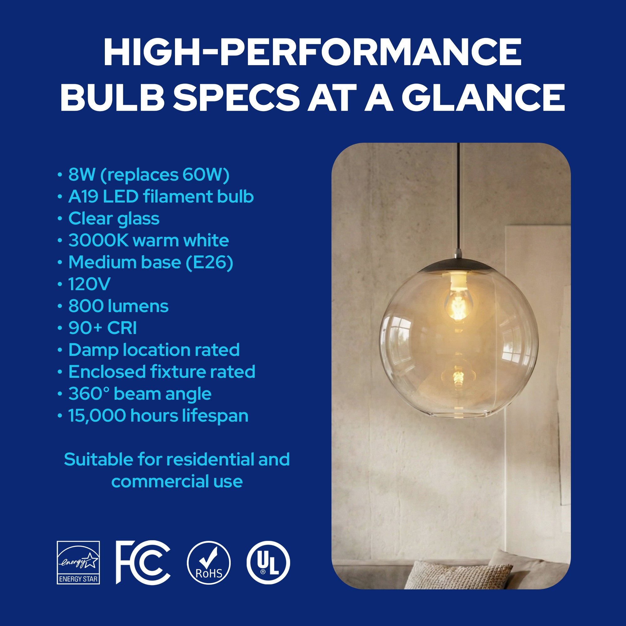 10" Acrylic Globe Pendant Light Fixture