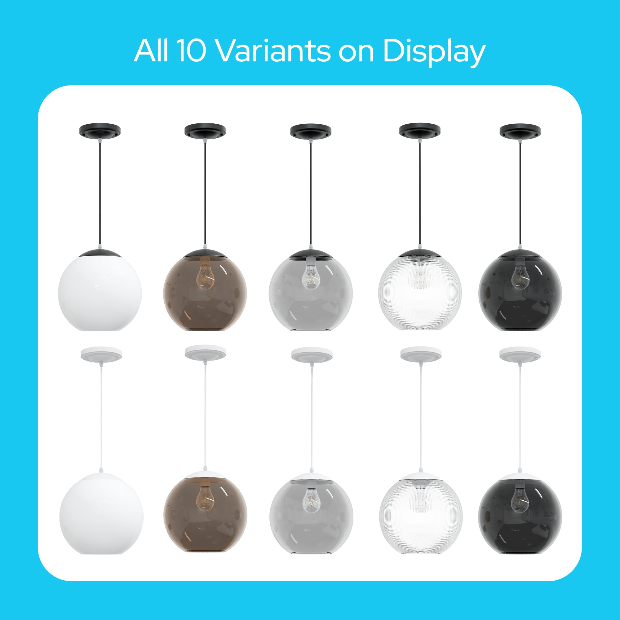 10" Acrylic Globe Pendant Light Fixture