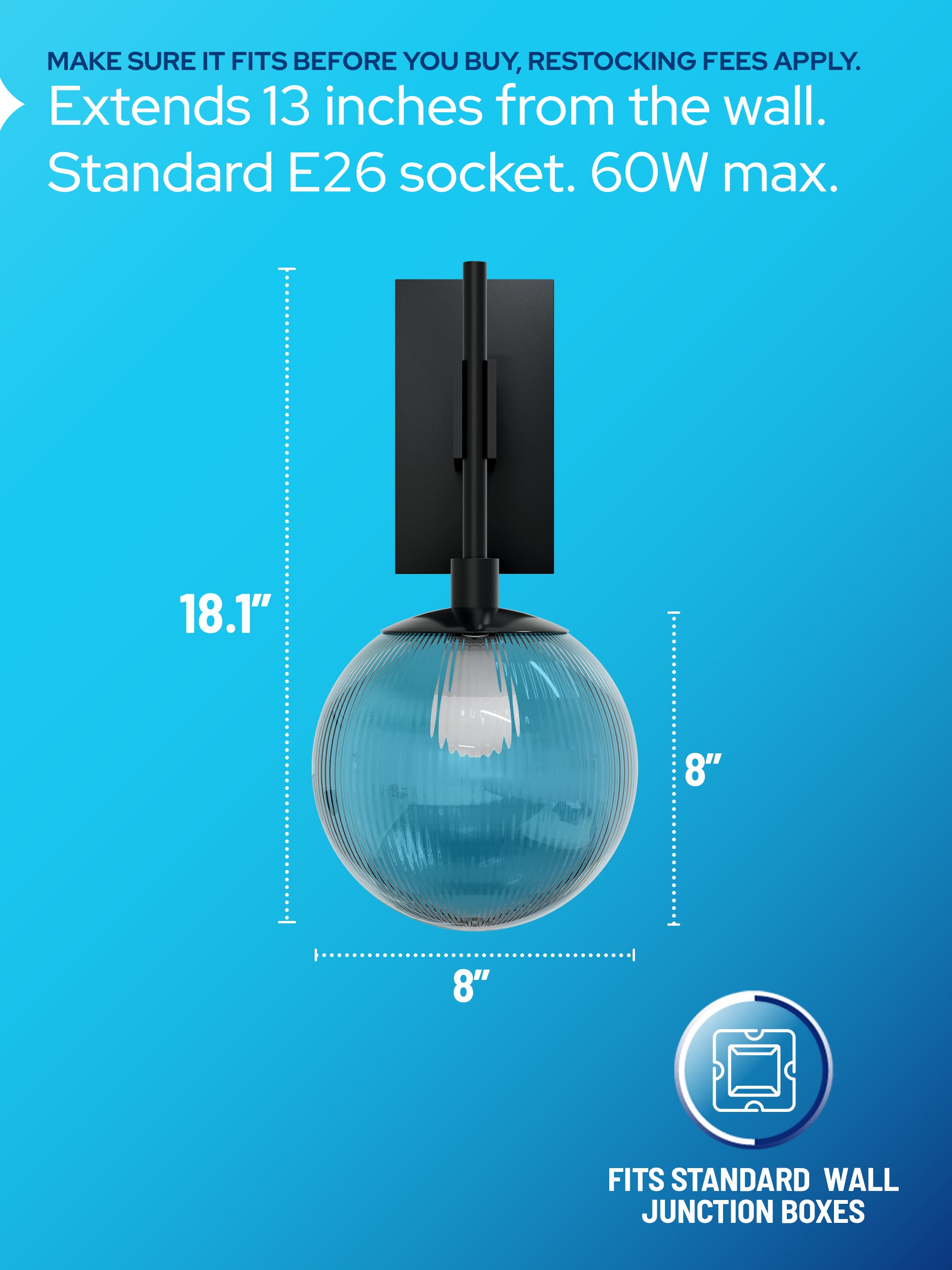 8" White Globe Wall Mounted Lamp