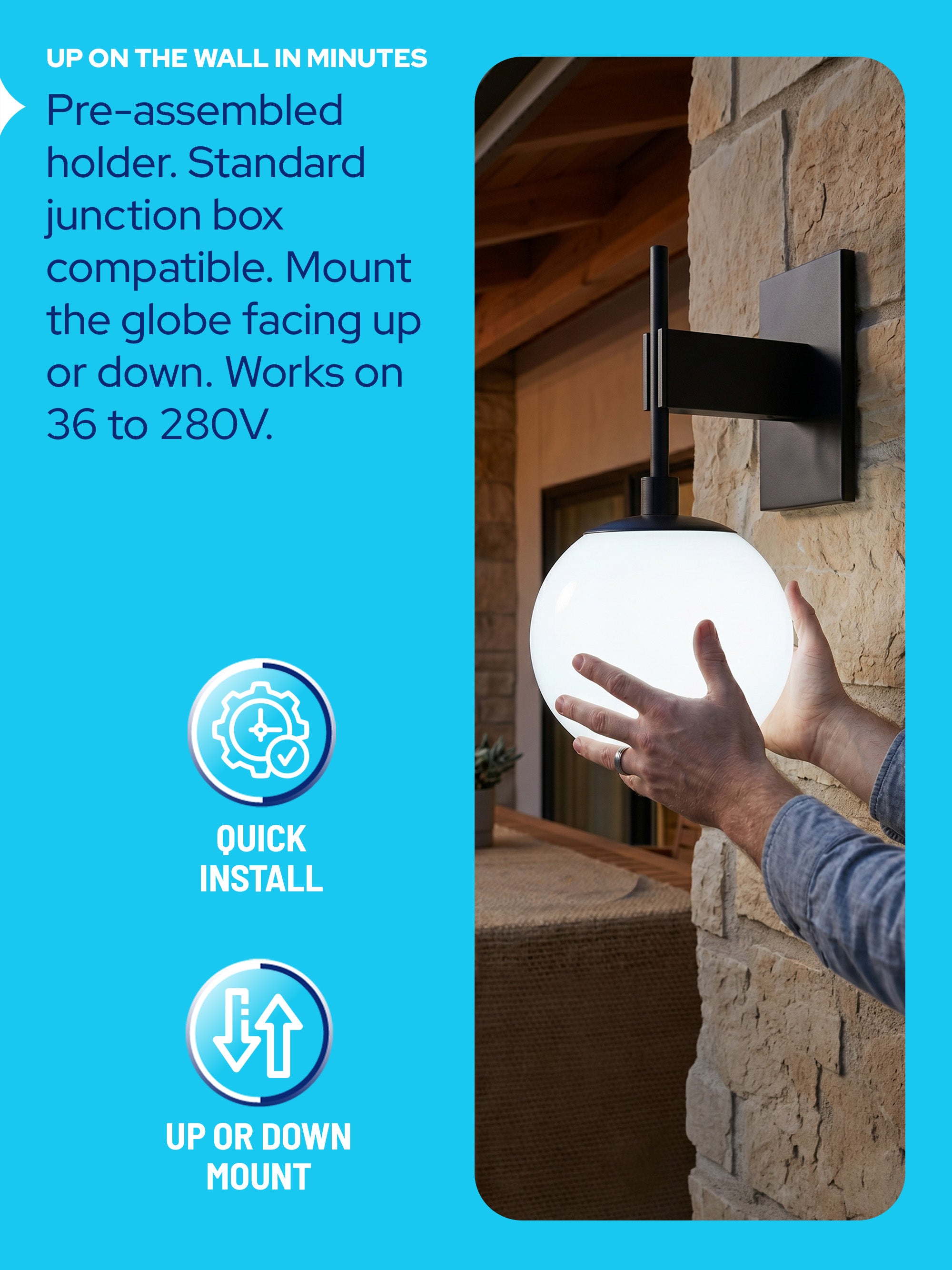 8" White Globe Wall Mounted Lamp
