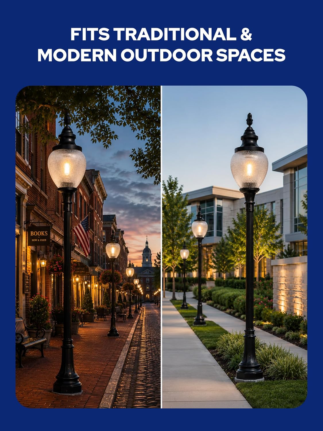 Sarasota Series Metal Cap Acorn Outdoor Light Globe Lamp Post Top Replacement, 8" Neck OD