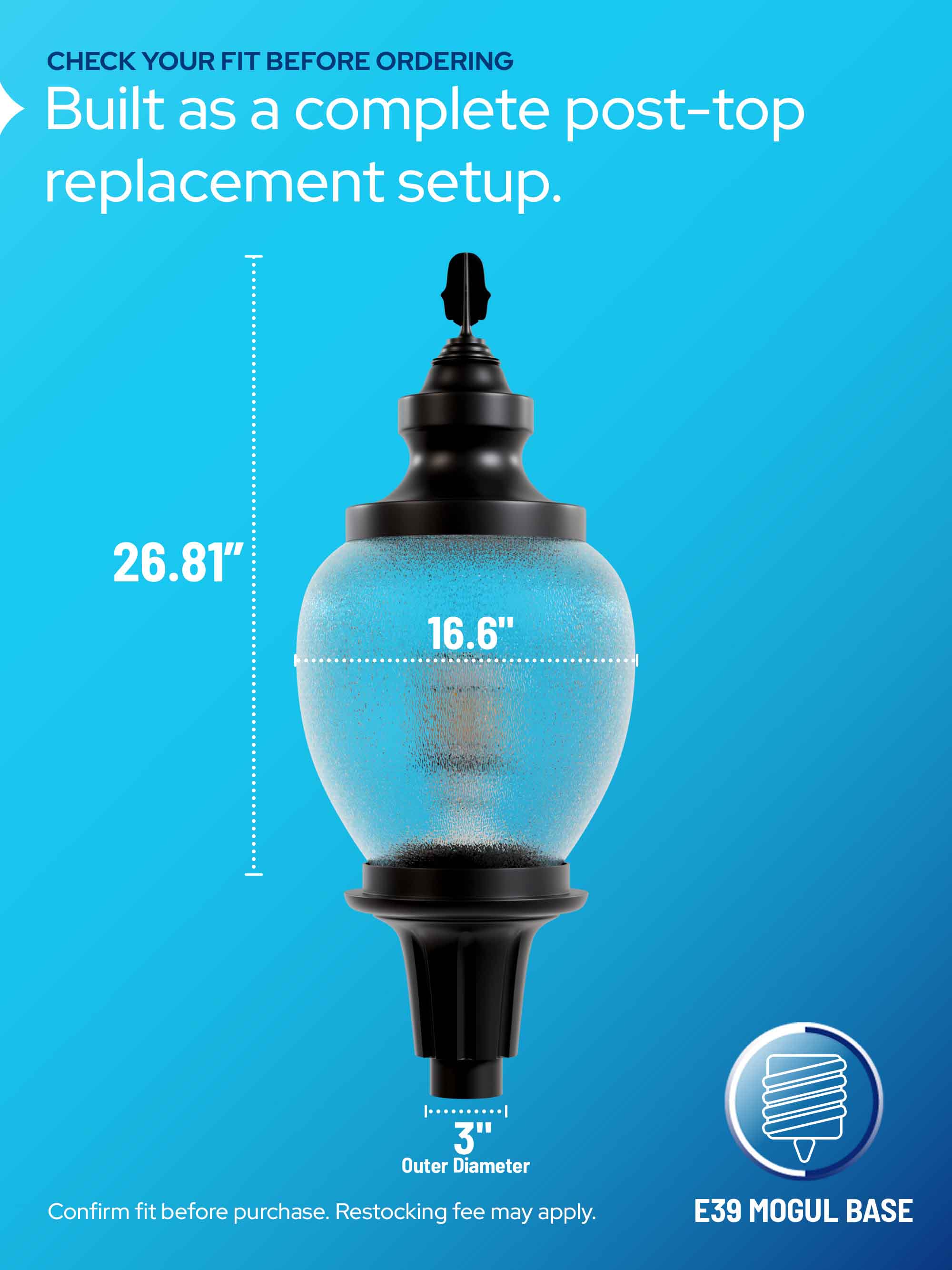 Sarasota Series Acorn Globe Lamp Kit