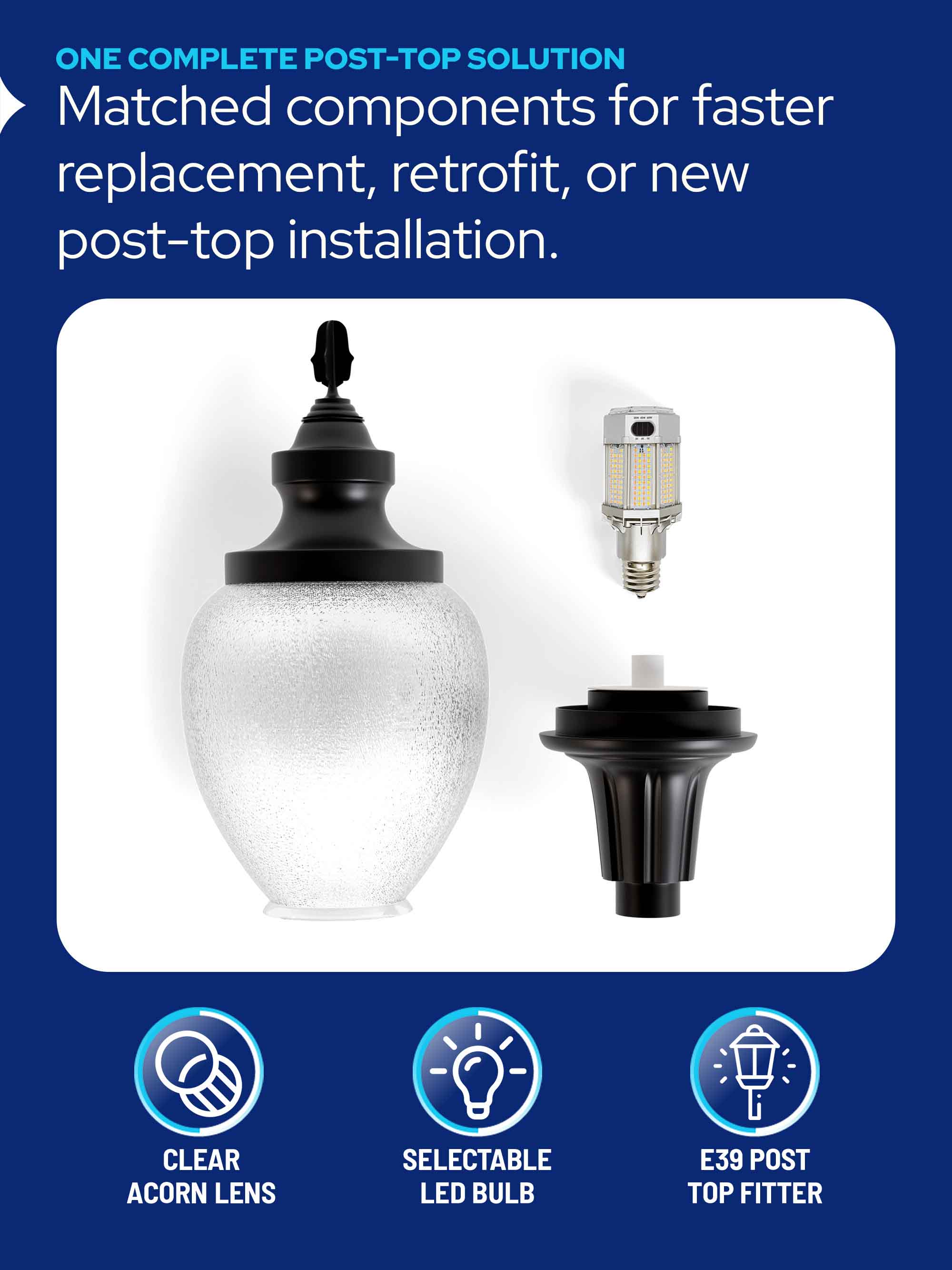 Sarasota Series Acorn Globe Lamp Kit