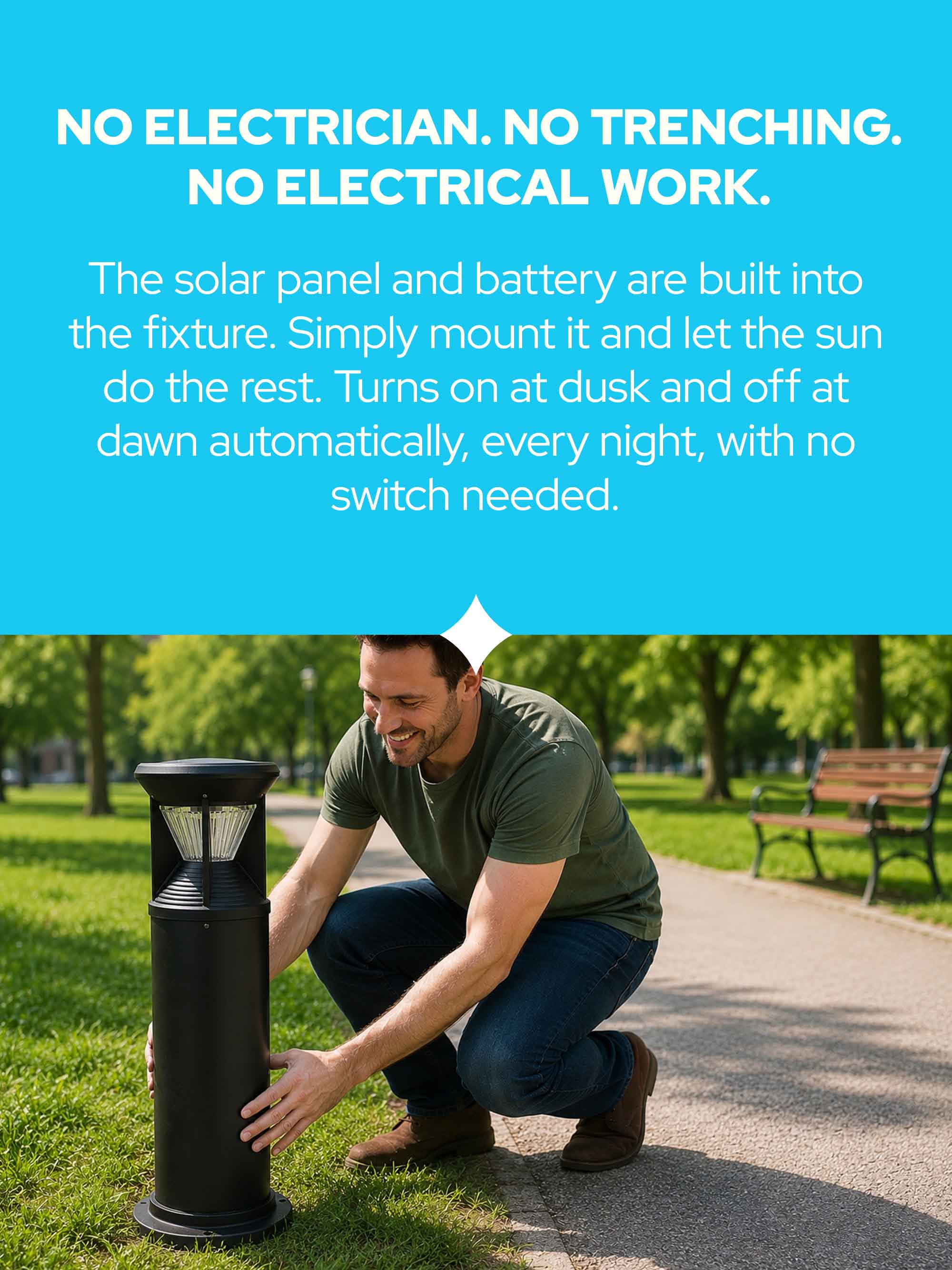 RP-SBL-2W-40K-BK-G1 Solar LED Bollard Light