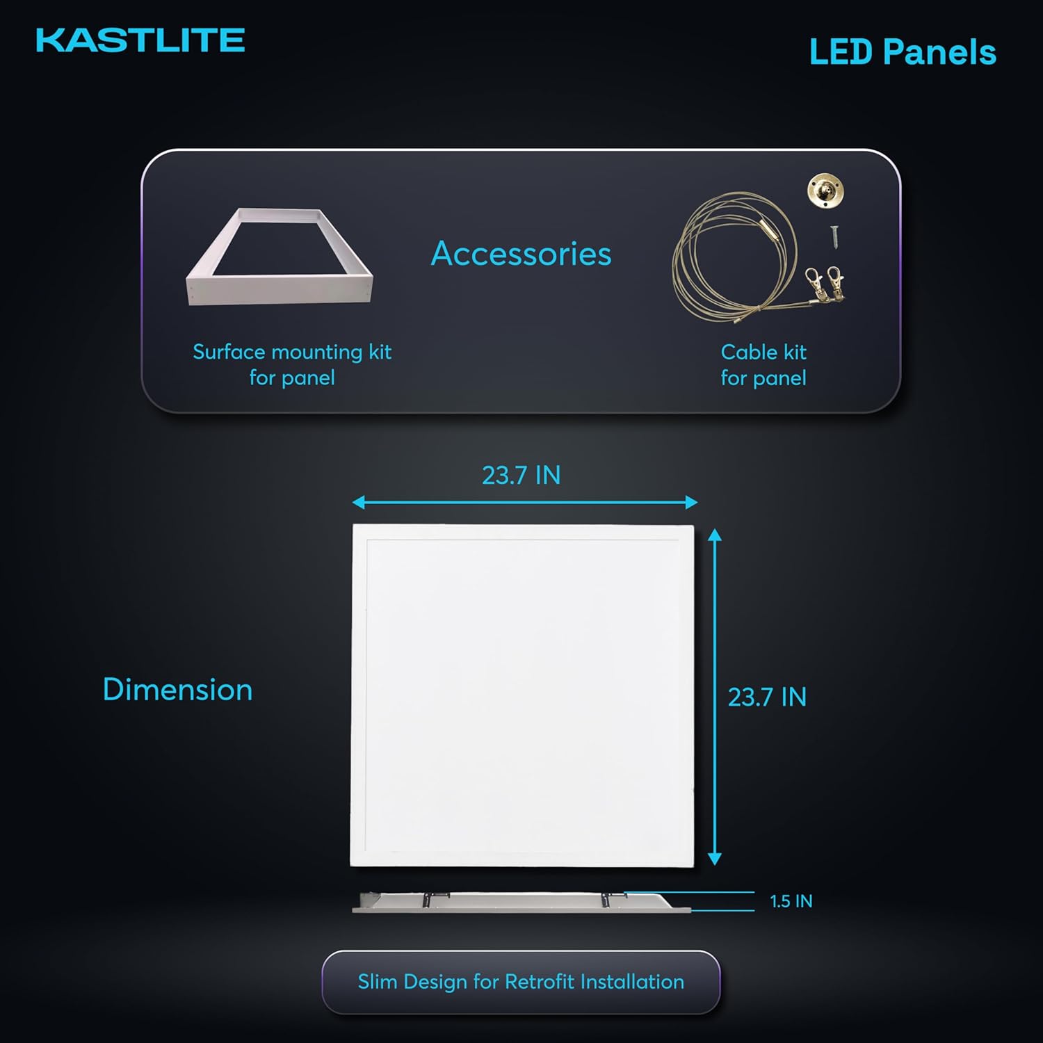 KastLite 2x2 Ft 3-Way LED Back-Lit Panel