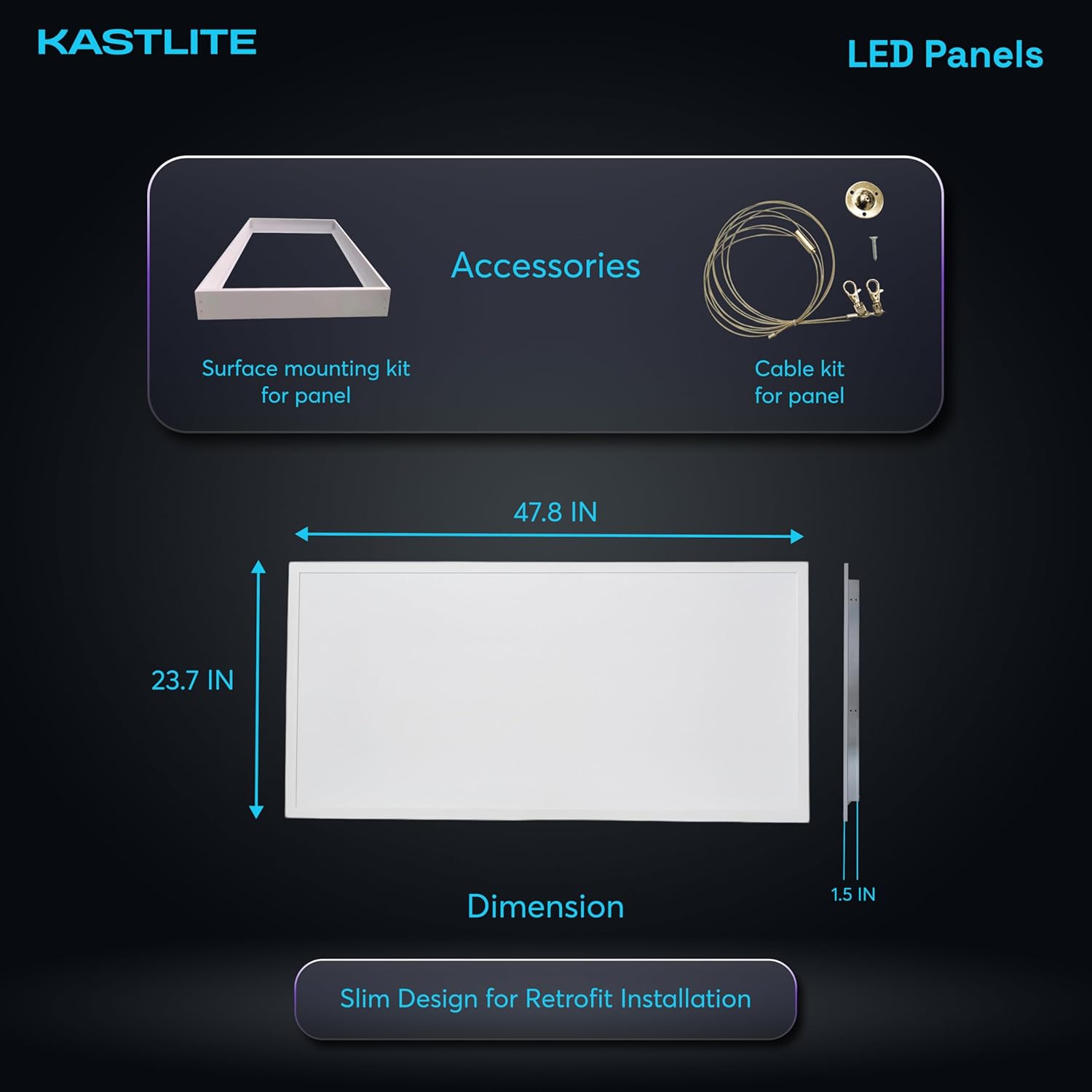 KastLite 2x4 Ft 3-Way LED Back-Lit Panel