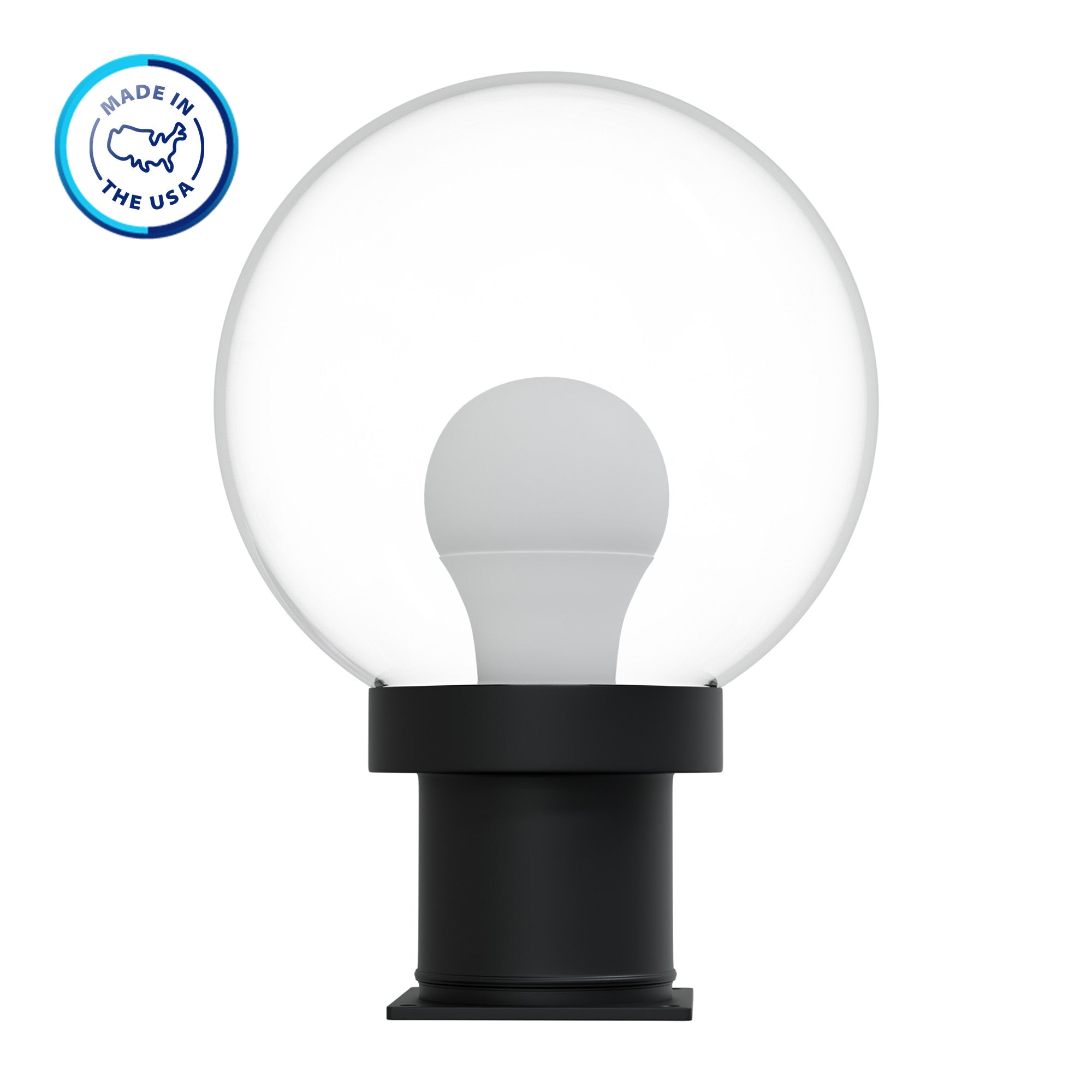 post glass globe light fixture 'made in the usa'