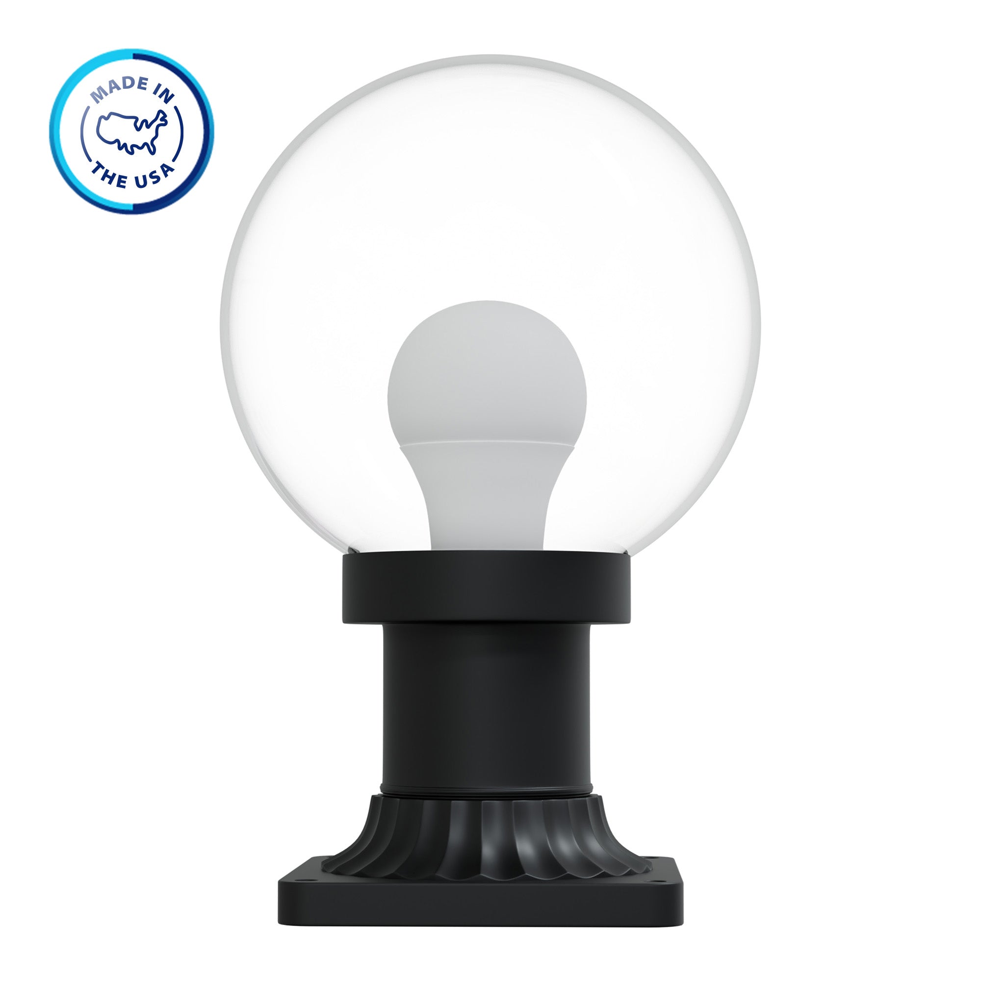 8" Globe Pier Mount Outdoor Lighting with LED Lamp