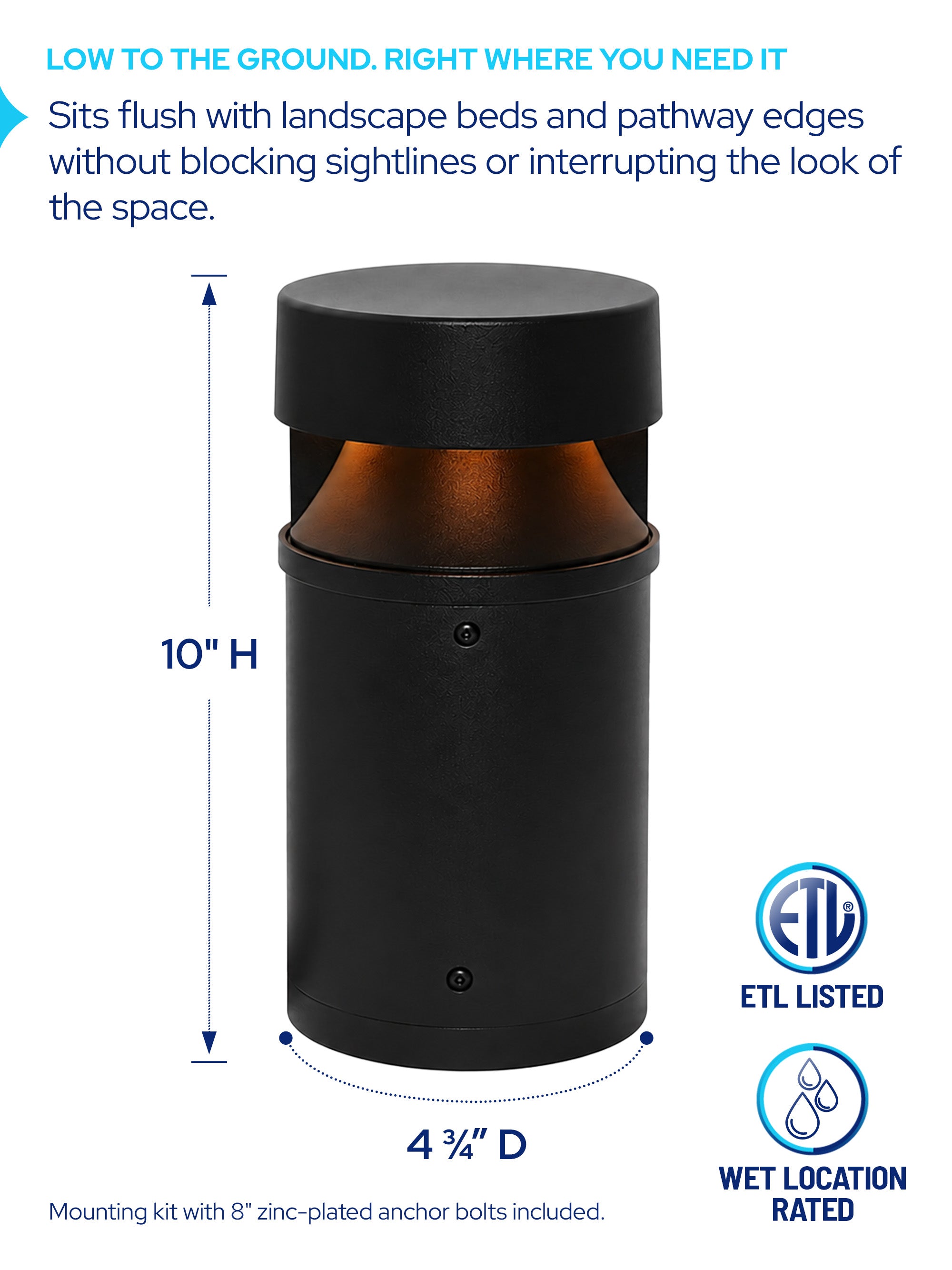 AmberLED Low Profile Pathway Bollard