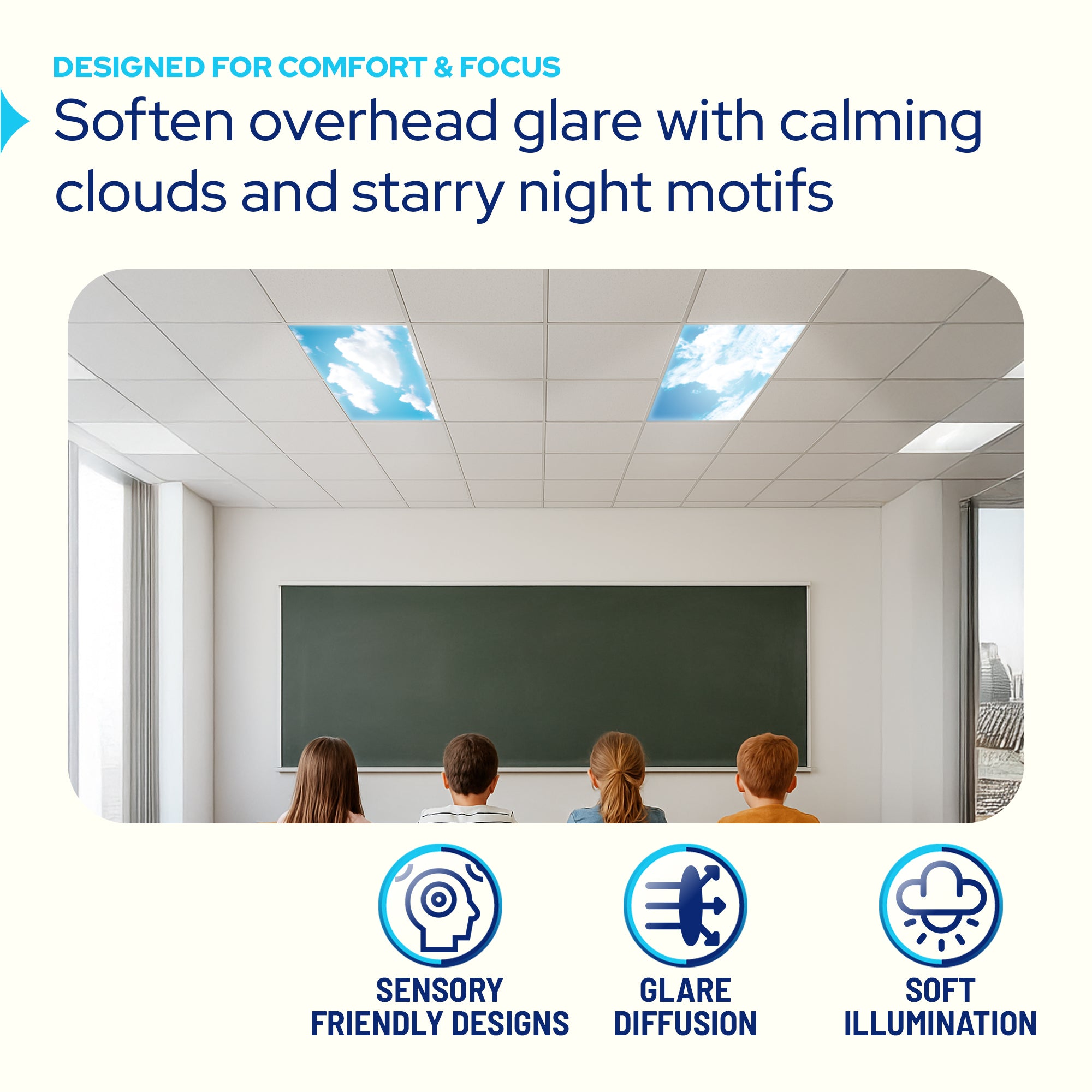 4-Pack Fluorescent Light Covers for Ceiling Lights